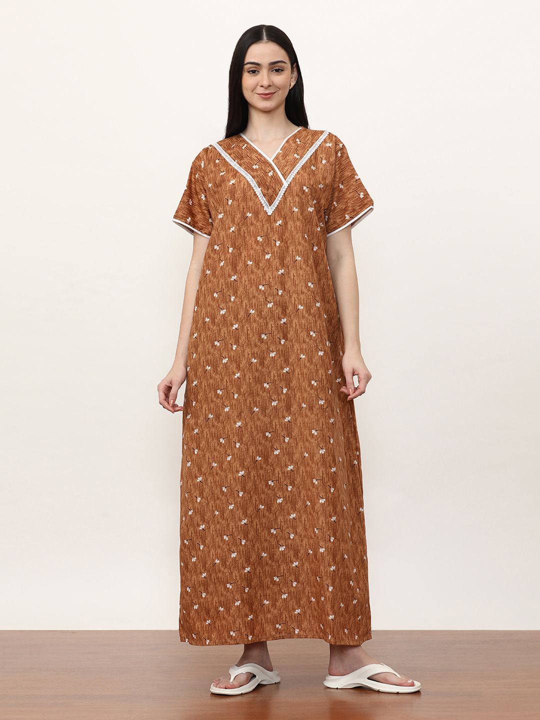 

Jaipur Kurti Printed Maxi Nightdress, Brown