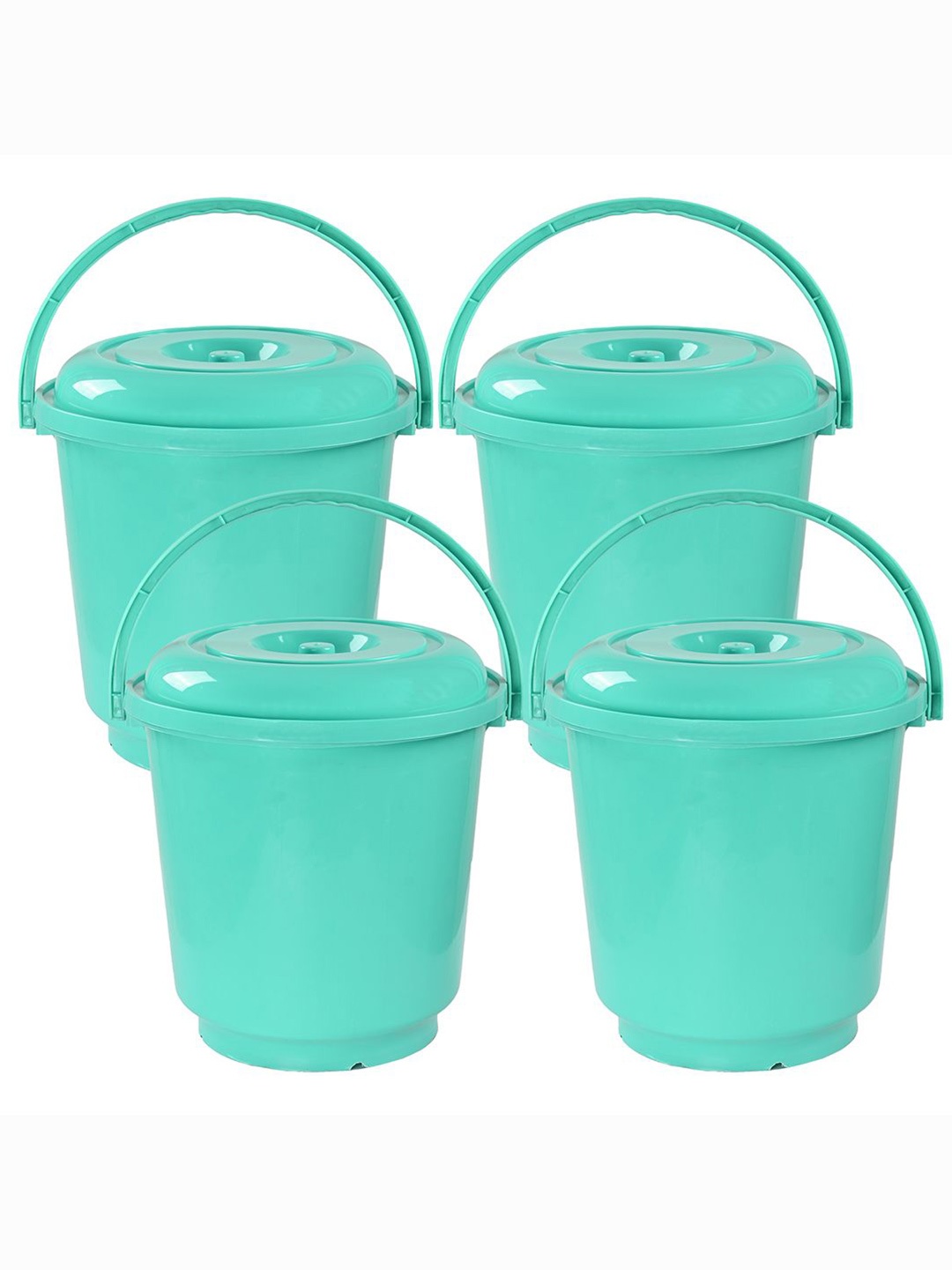 

Kuber Industries Green 4 Pieces Multi Purpose Bucket With Handle- 18 ltr