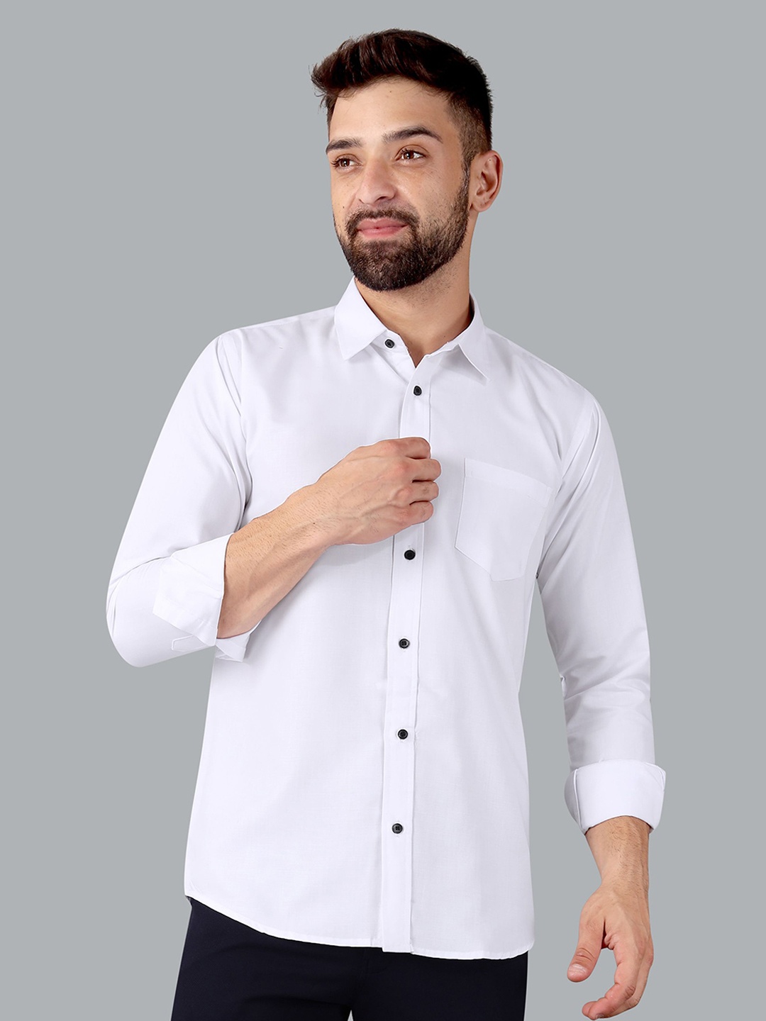 

ALMORA Men Premium Opaque Casual Shirt, White