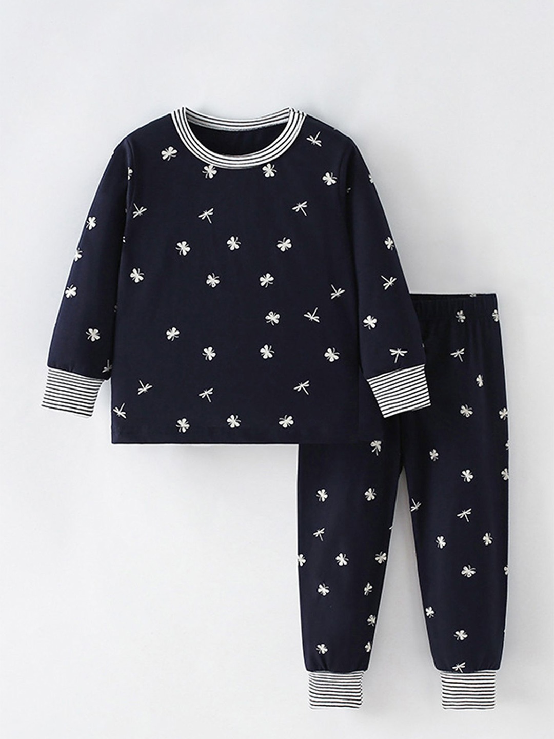 

LULU & SKY Girls Printed Night Suit, Navy blue