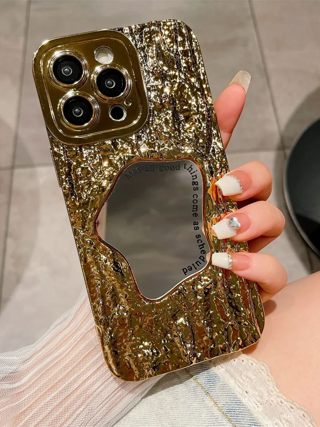 

Luxury Kase Conversational Printed iPhone 12 Pro Max Back Case Mobile Accessories, Gold