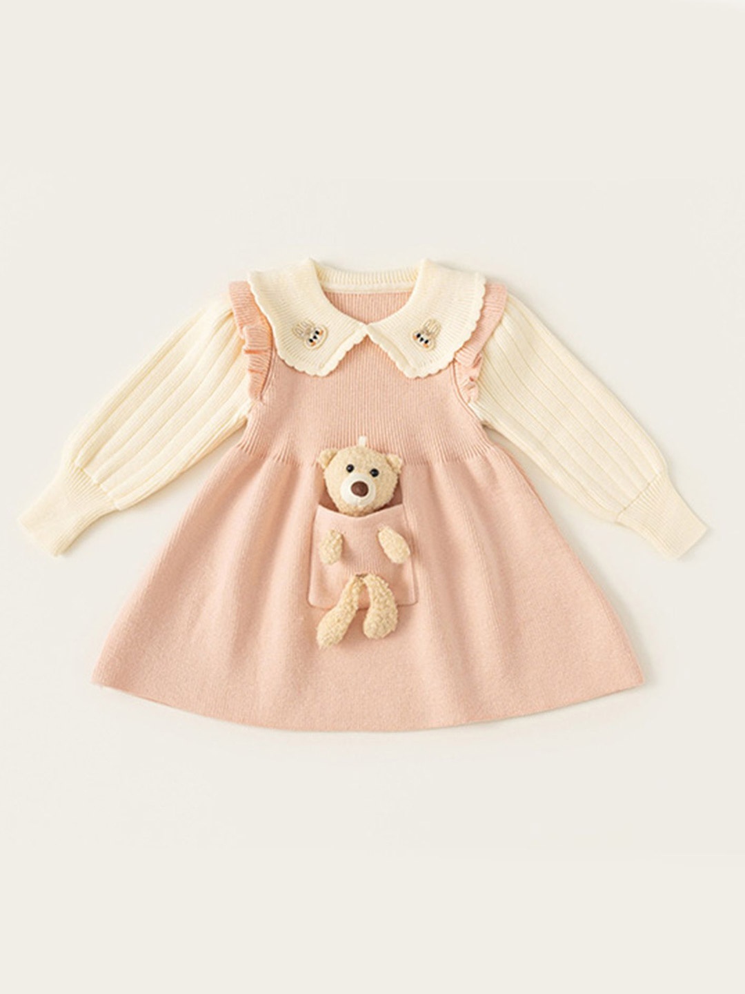 

LULU & SKY Girls Peter Pan Collar Puff Sleeve A-Line Dress, Pink