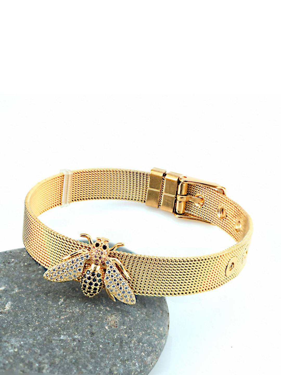 

Just Lil Things Artificial Stones Studded Bangle Style Bracelet, Gold