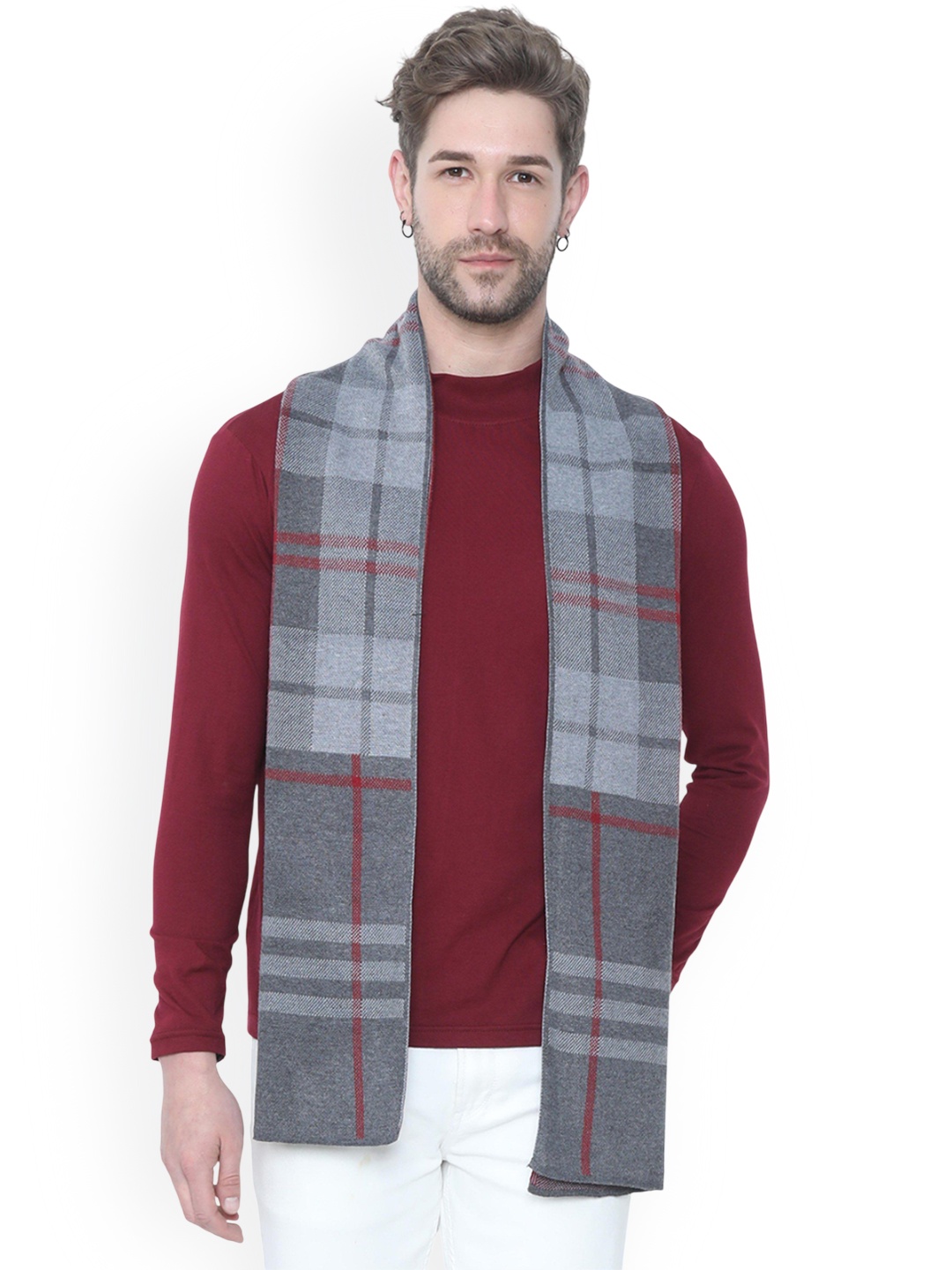 

FabSeasons Unisex Checked Mufflers, Grey