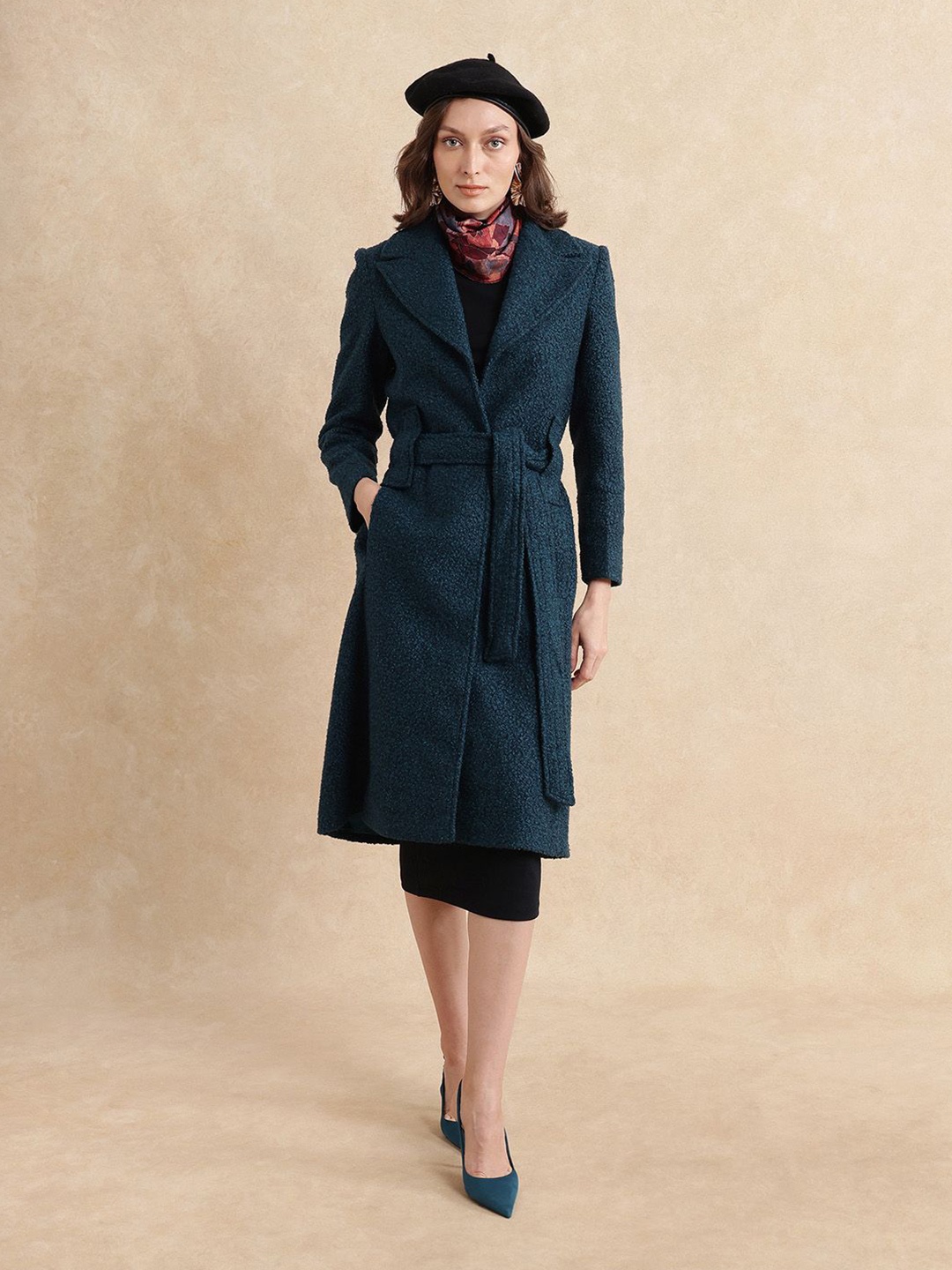 

RAREISM Women Cotton Longline Tailored Jacket, Teal