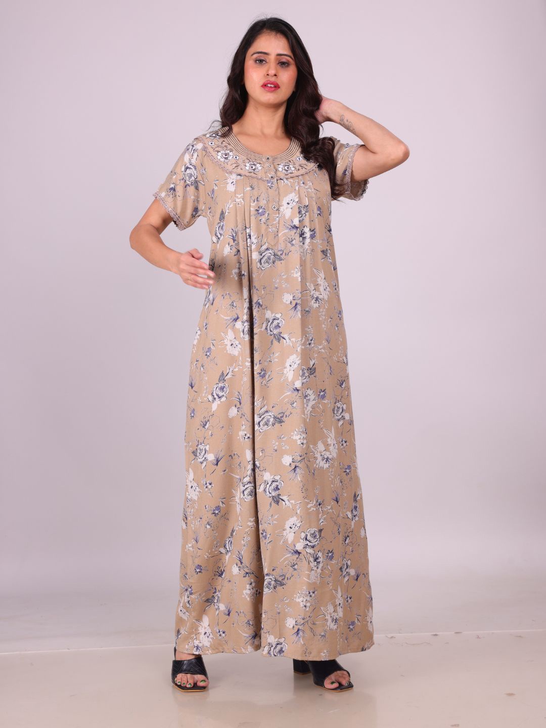 

EliteZilla Printed Maxi Nightdress, Khaki