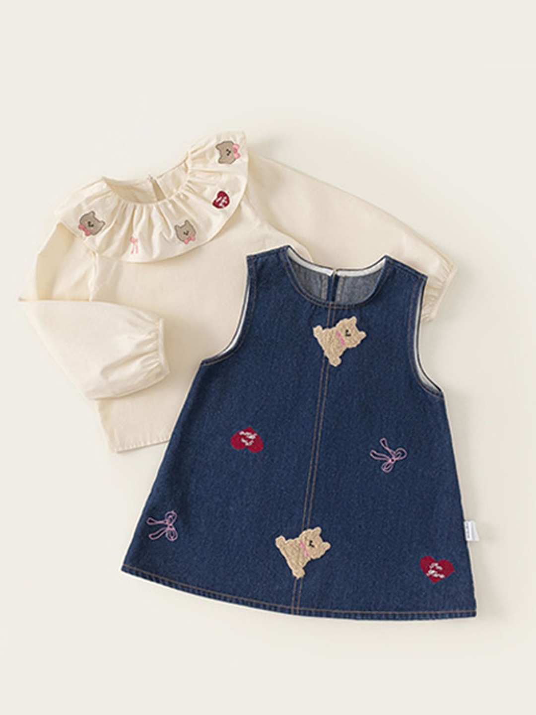 

LULU & SKY Girls Cotton Denim A-Line Dress, Blue