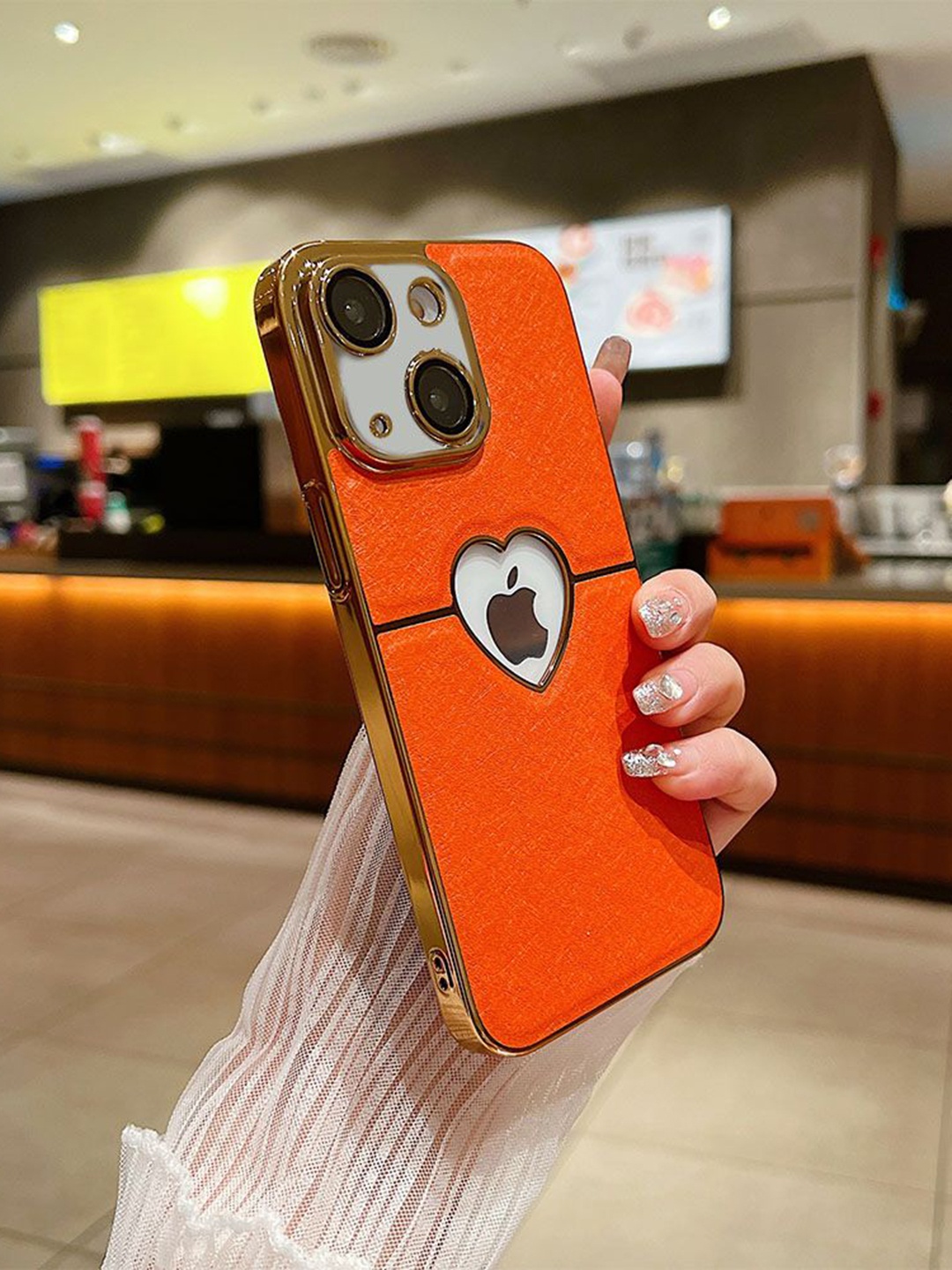 

Luxury Kase Textured iPhone 15 Back Case, Orange
