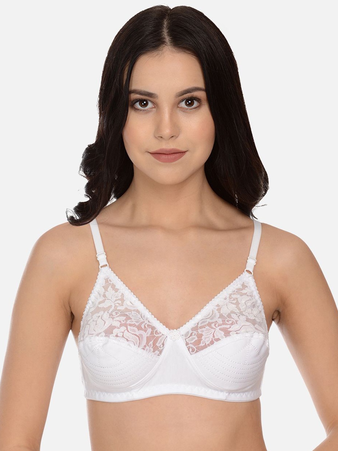 

mod & shy Women Medium Coverage Non Padded Lace Bra, White