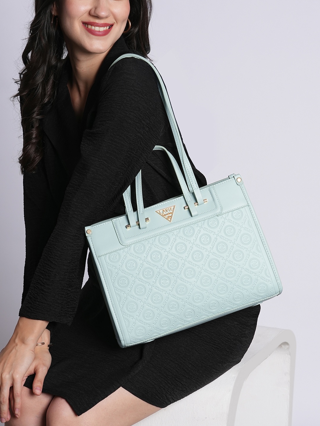 

LAVIE Signature Textured Structured Satchel with Quilted, Sea green