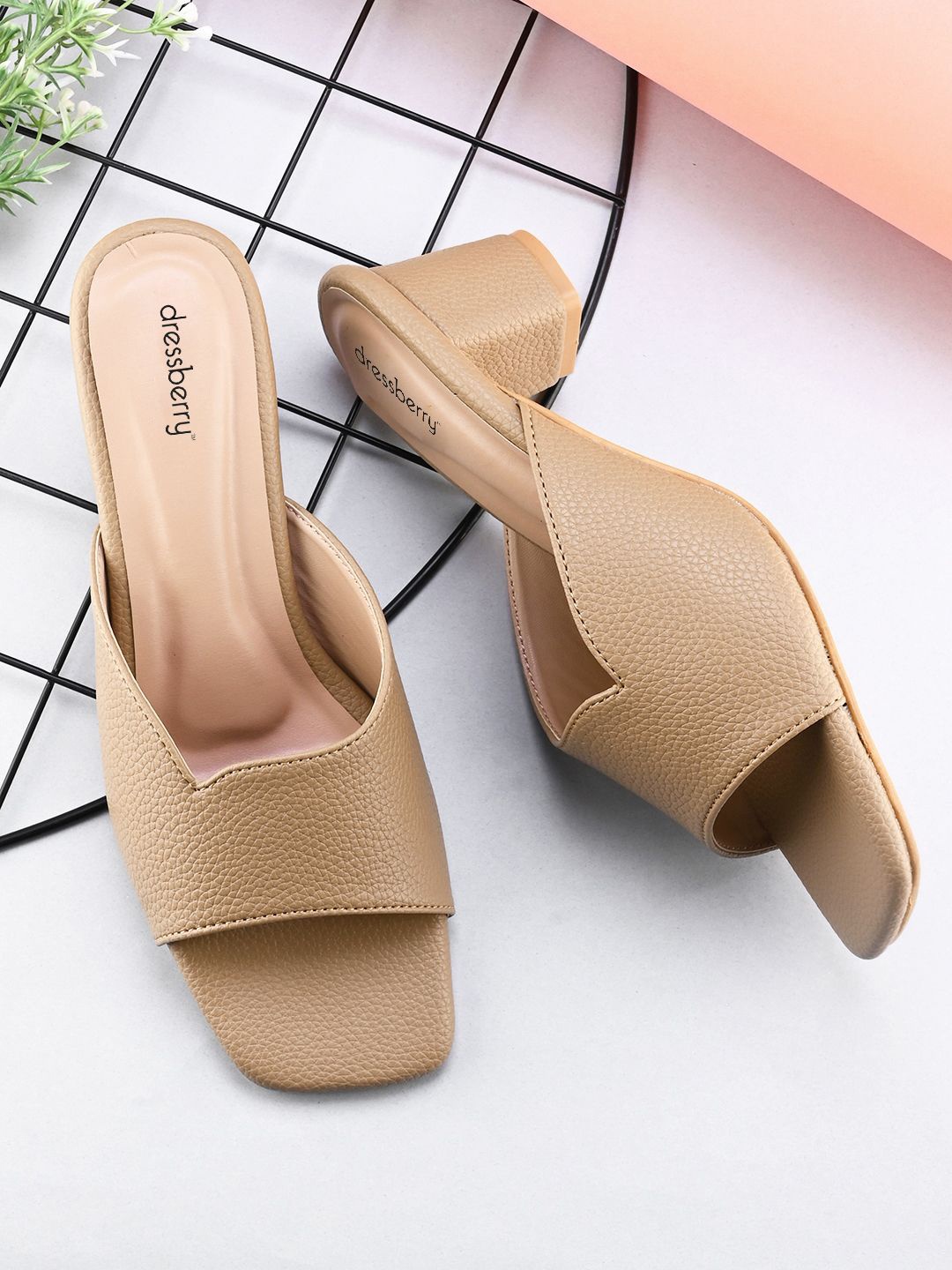 

DressBerry Block Sandals, Beige