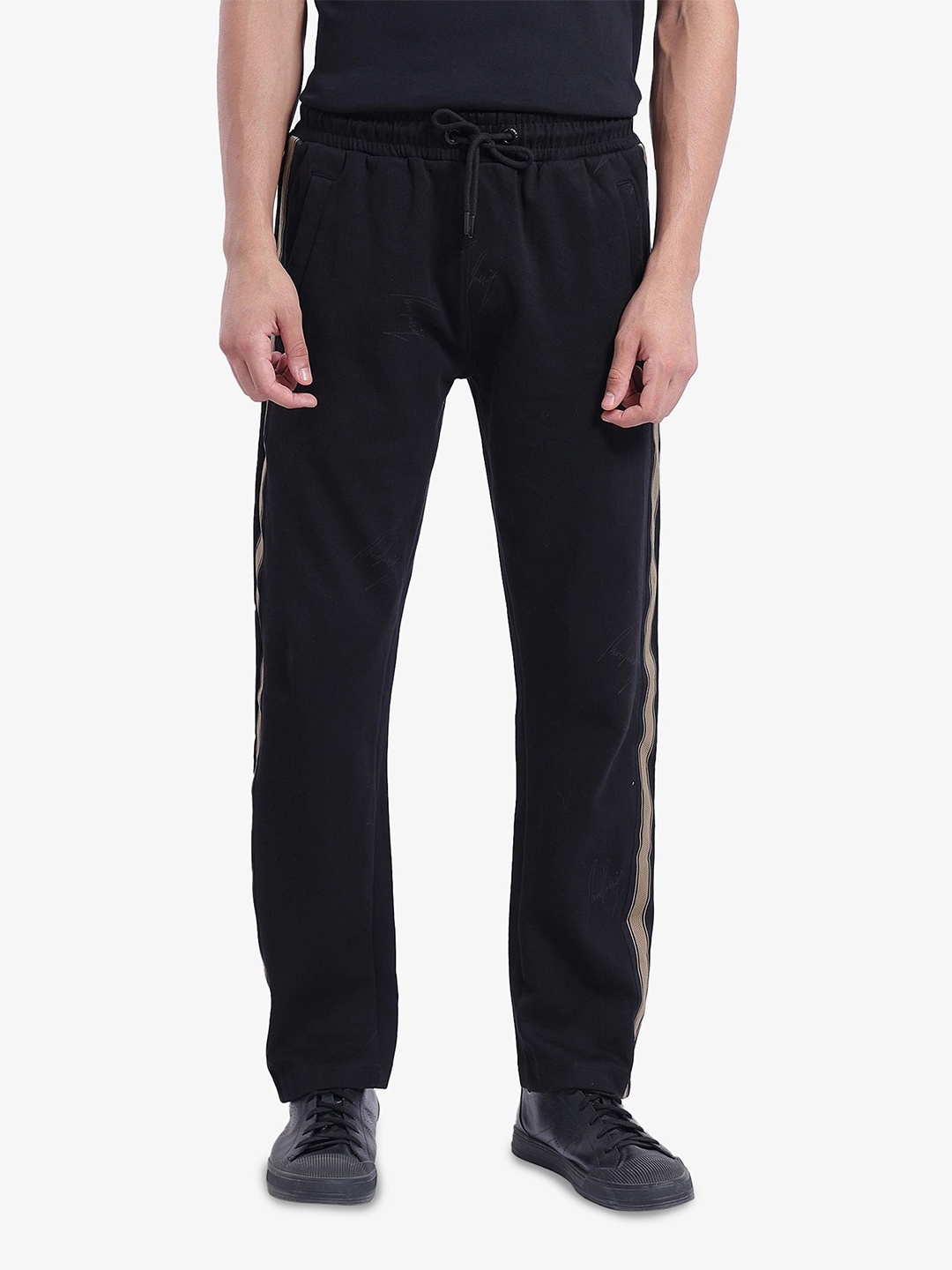 

RARE RABBIT Men Cotton Track Pants, Black