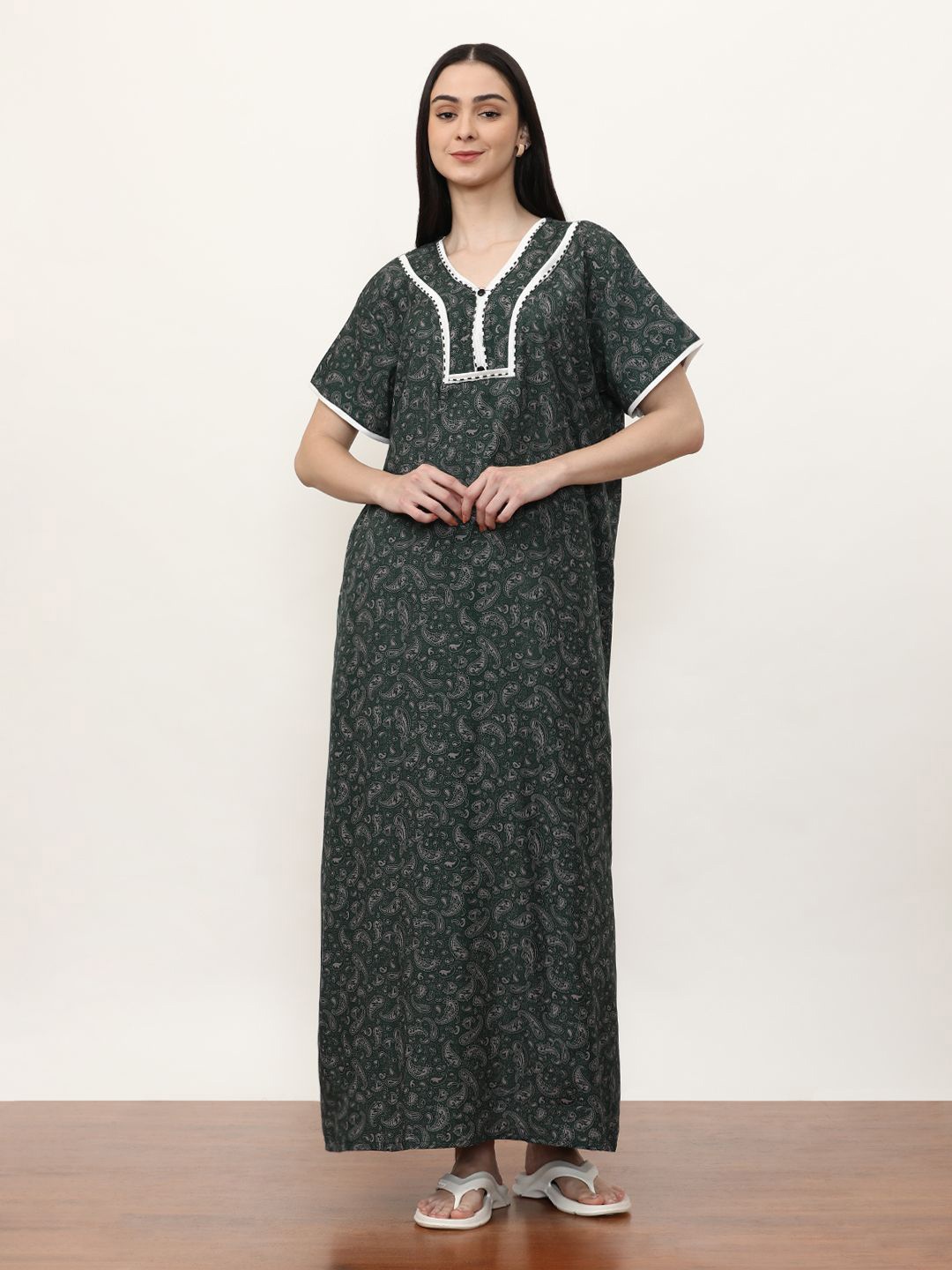 

Jaipur Kurti Printed Maxi Nightdress, Grey