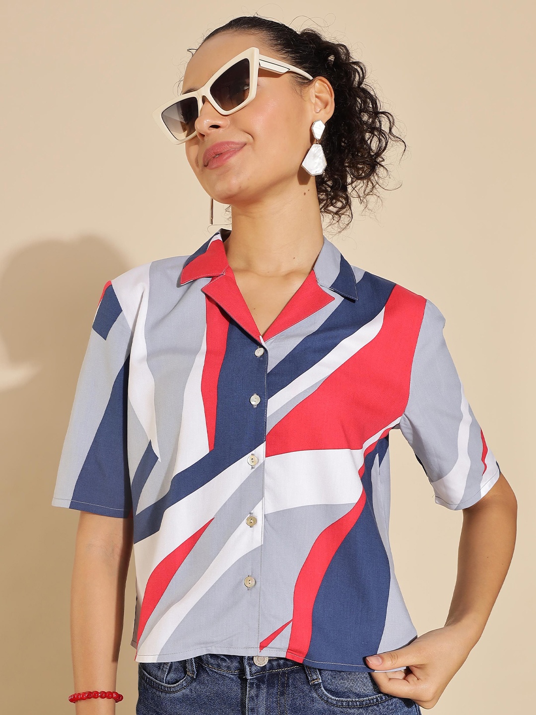 

HERE&NOW Women Slim Fit Opaque Printed Casual Shirt, Multi