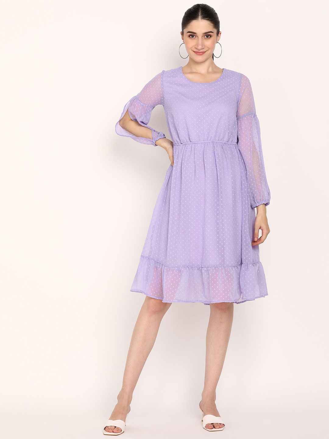 

DODO & MOA Georgette Fit & Flare Dress, Lavender