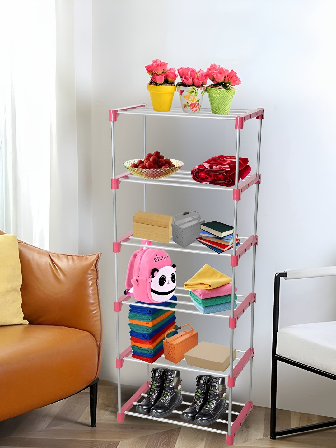 

Decent Hut Pink 6-Tier Rectangle Stainless Steel Shoe Rack