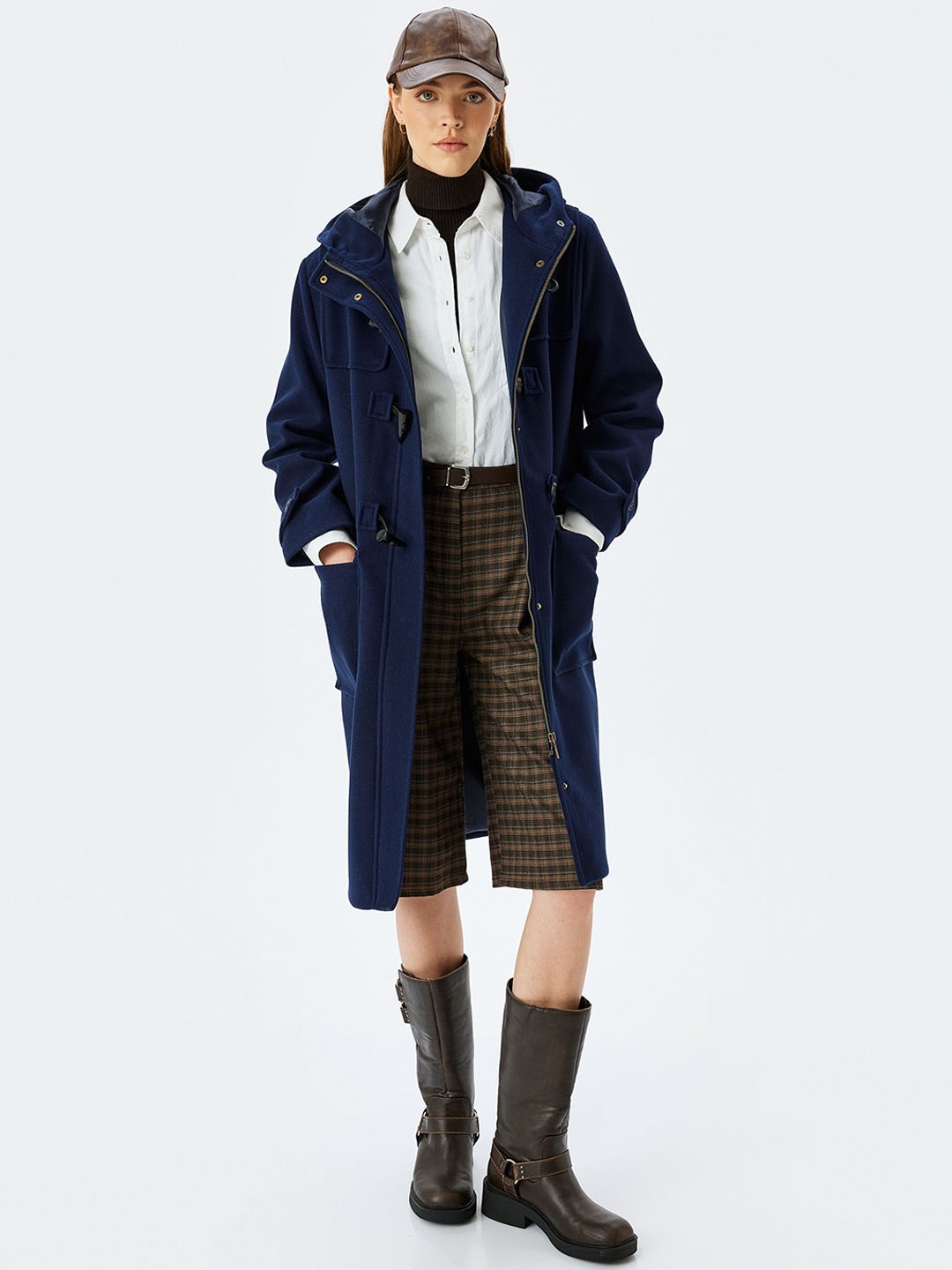 

Koton Women Hooded Overcoats, Navy blue