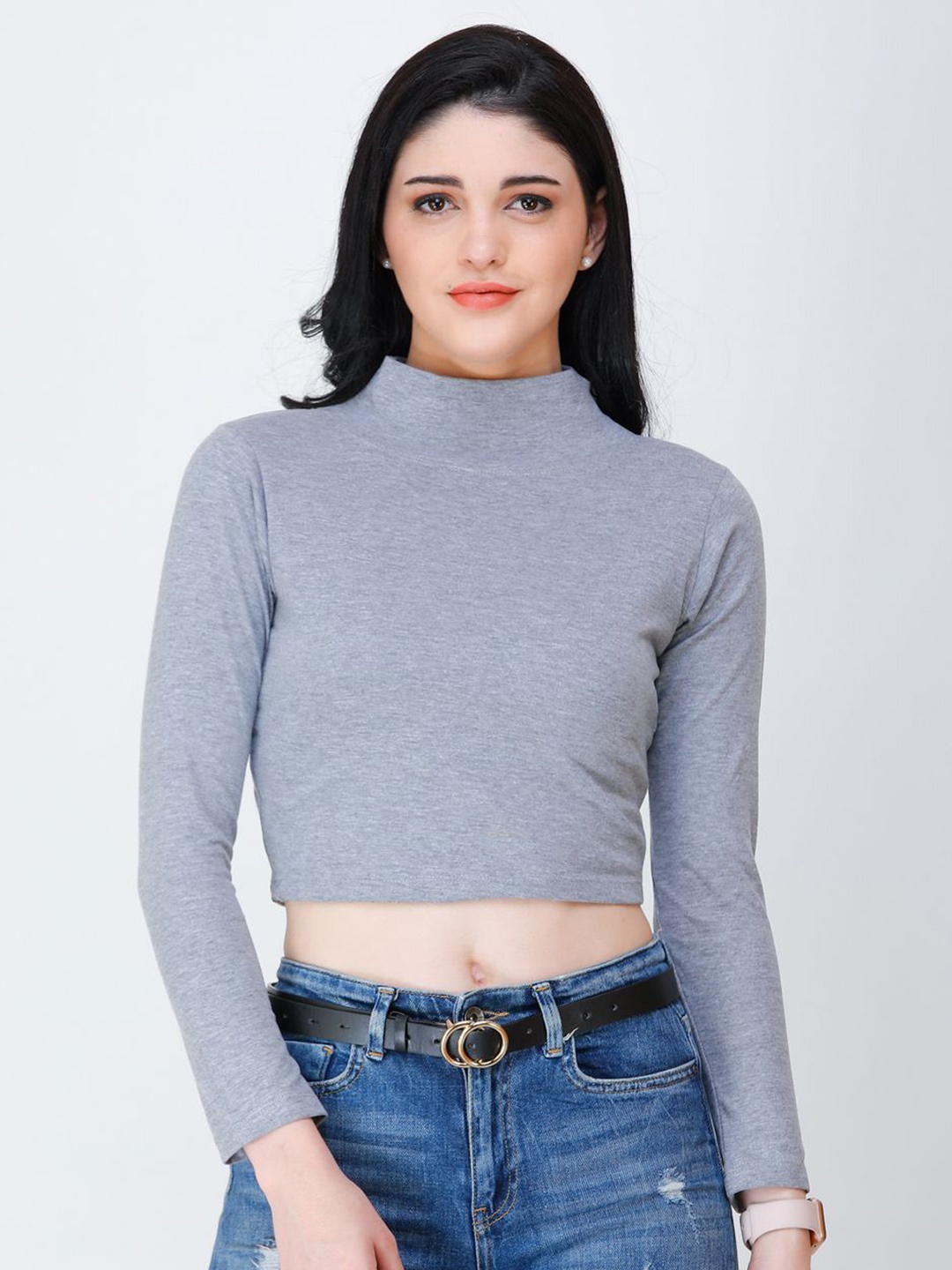 

SCORPIUS Crop Top, Grey melange