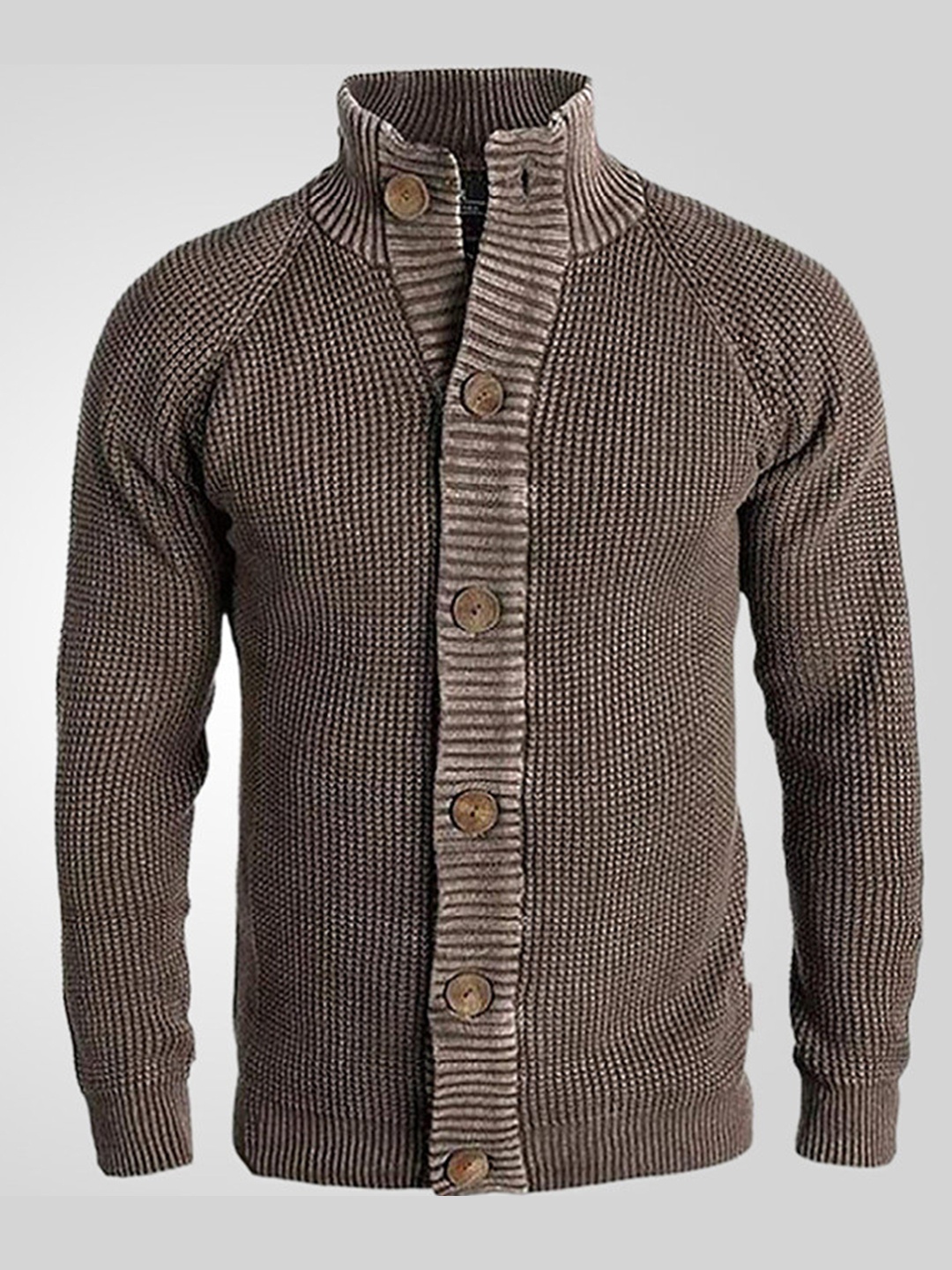 

Mast & Harbour Men Striped Cardigan, Brown