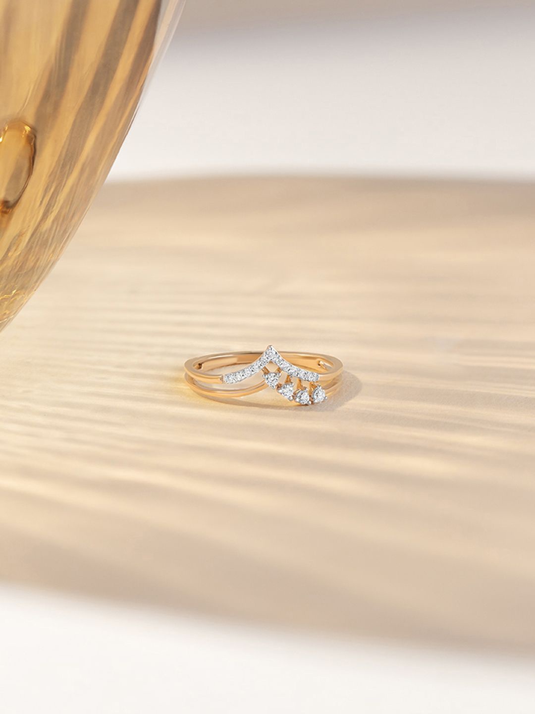 

Mia by Tanishq Twinkling Peak 14K Gold & Diamond Finger Ring- 1.52 gm, Yellow