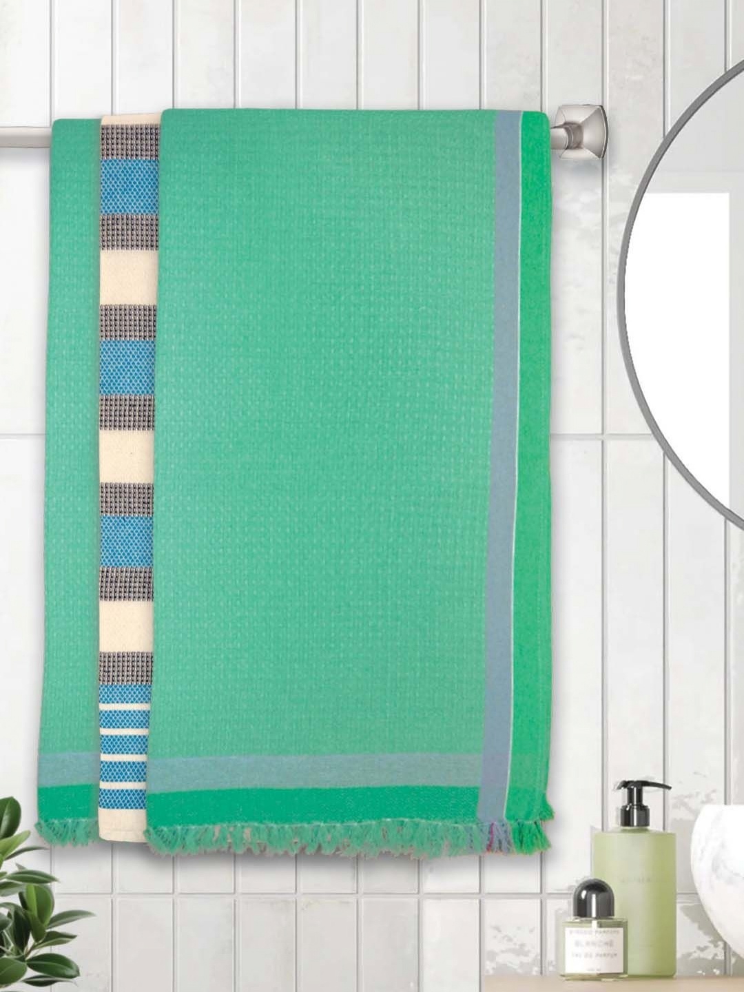 

Athom Living Green & Blue 3 Pieces Cotton 210 GSM Bath Towel