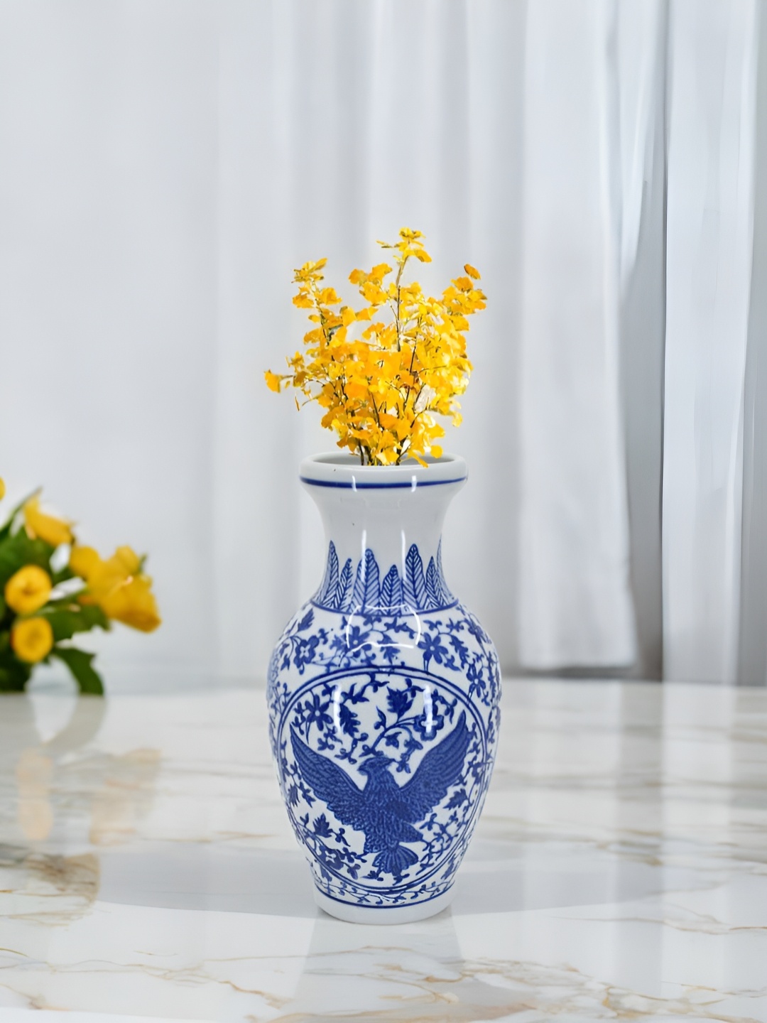 

The Decor Lane Blue & White Floral Printed Ceramic Pottery Vases