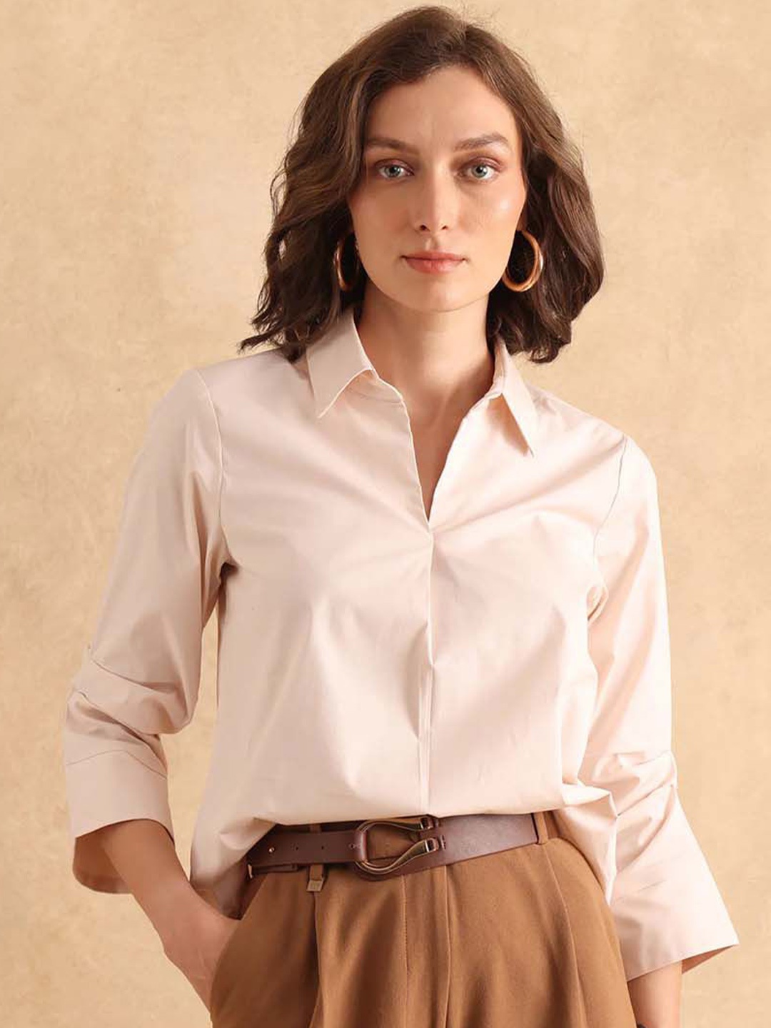 

RAREISM Cotton Shirt Style Top, Beige
