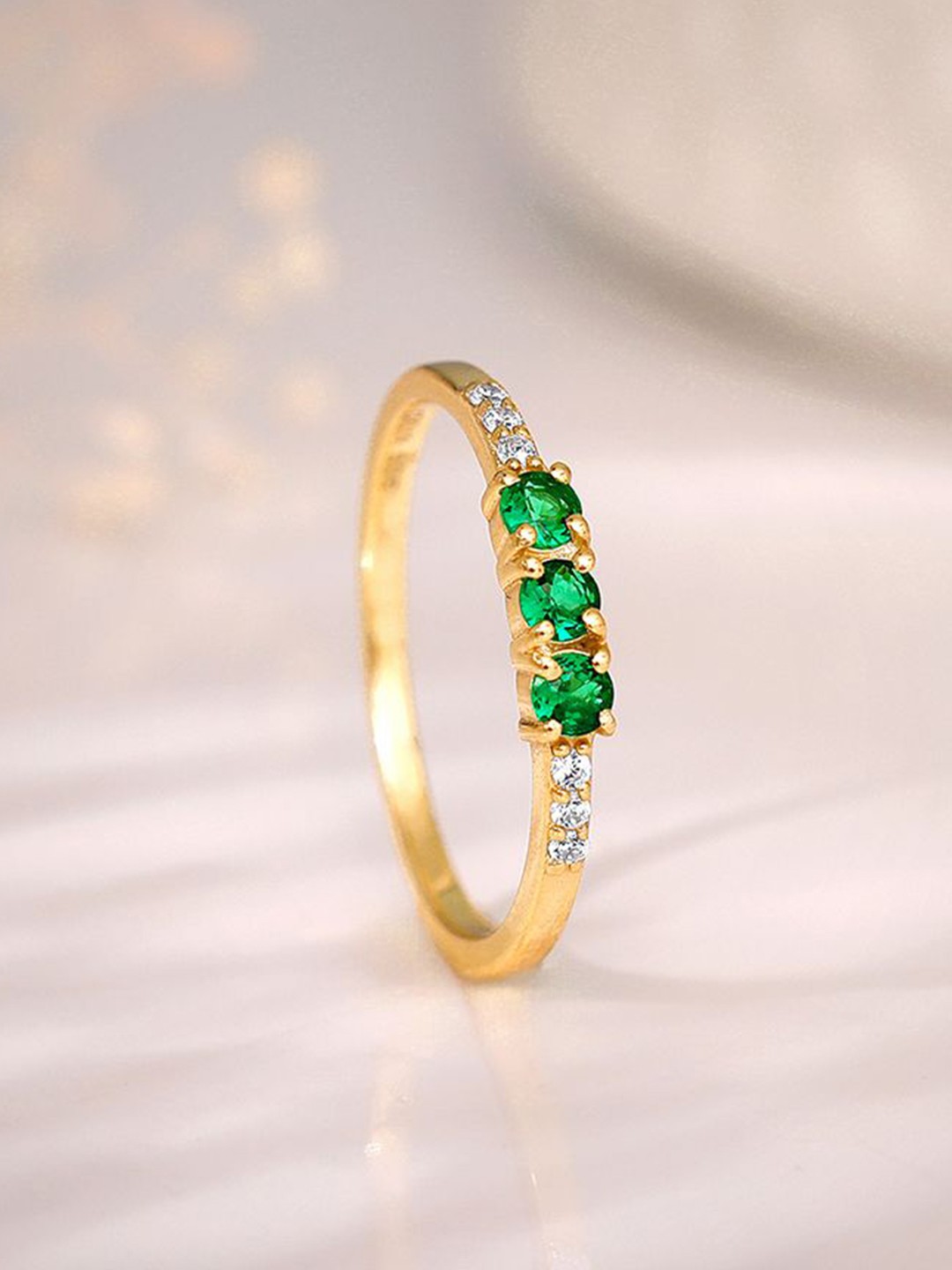 

GIVA Gold-Plated CZ Stone-Studded Adjustable Finger Ring