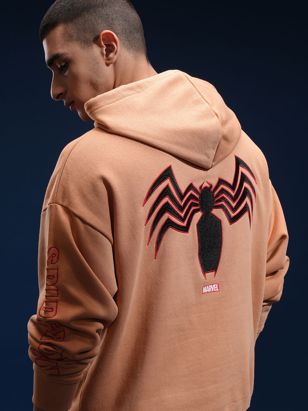 

Highlander Marvel Spder Man Men Brown Oversized Drop Shoulder Hooded Sweatshirt