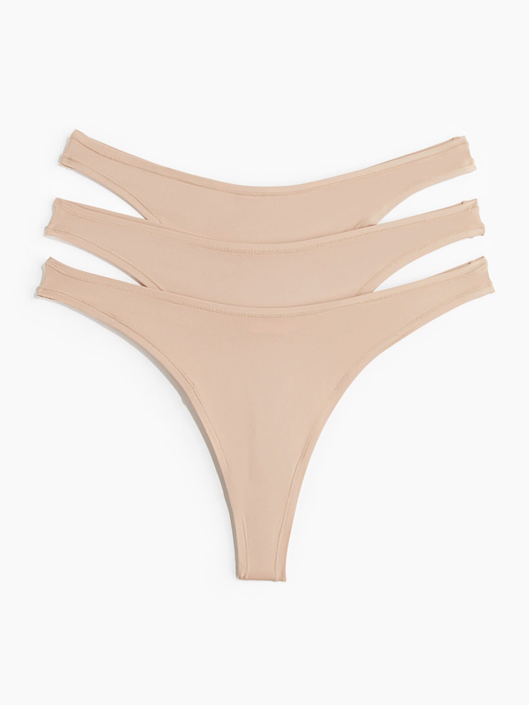 

H&M 3-Pack Microfibre Thong Briefs, Beige