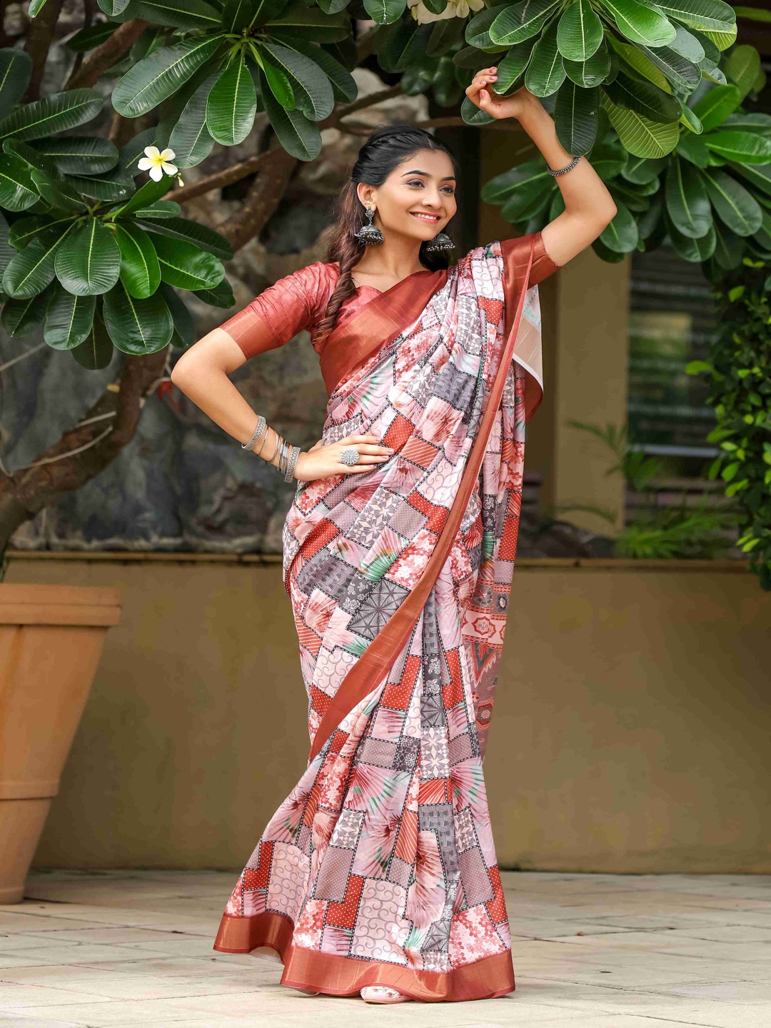 

A.V.M Prints Mysore Silk Saree, White