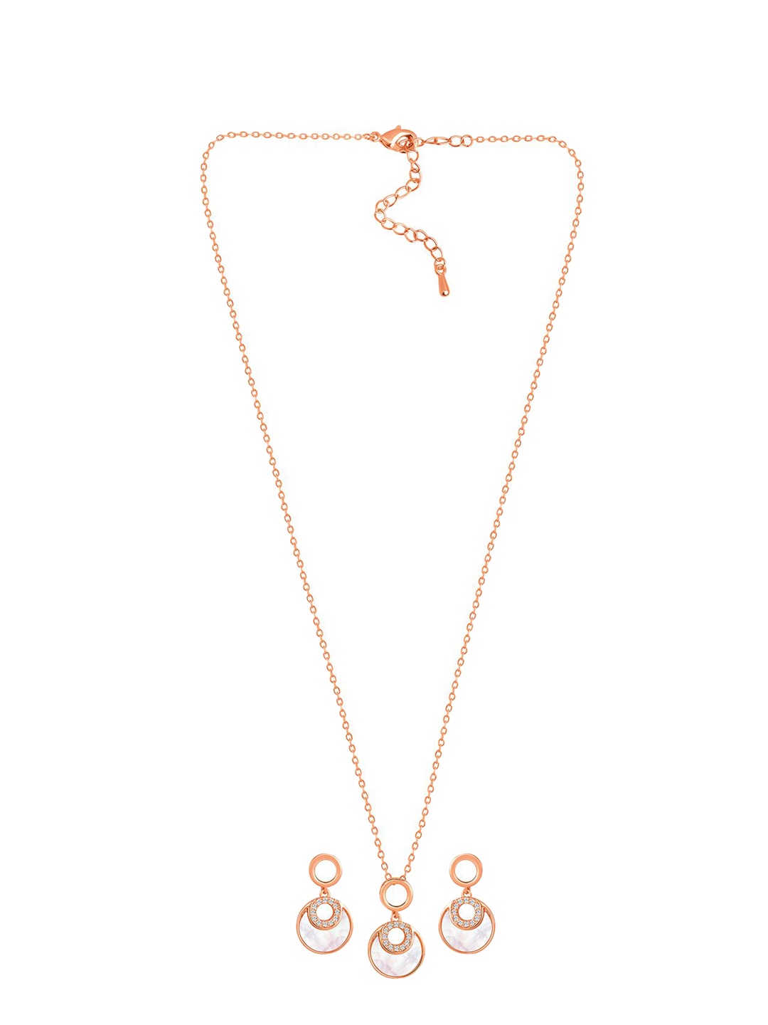 

Peora Rose Gold-Plated CZ Stone Studded Jewellery Set