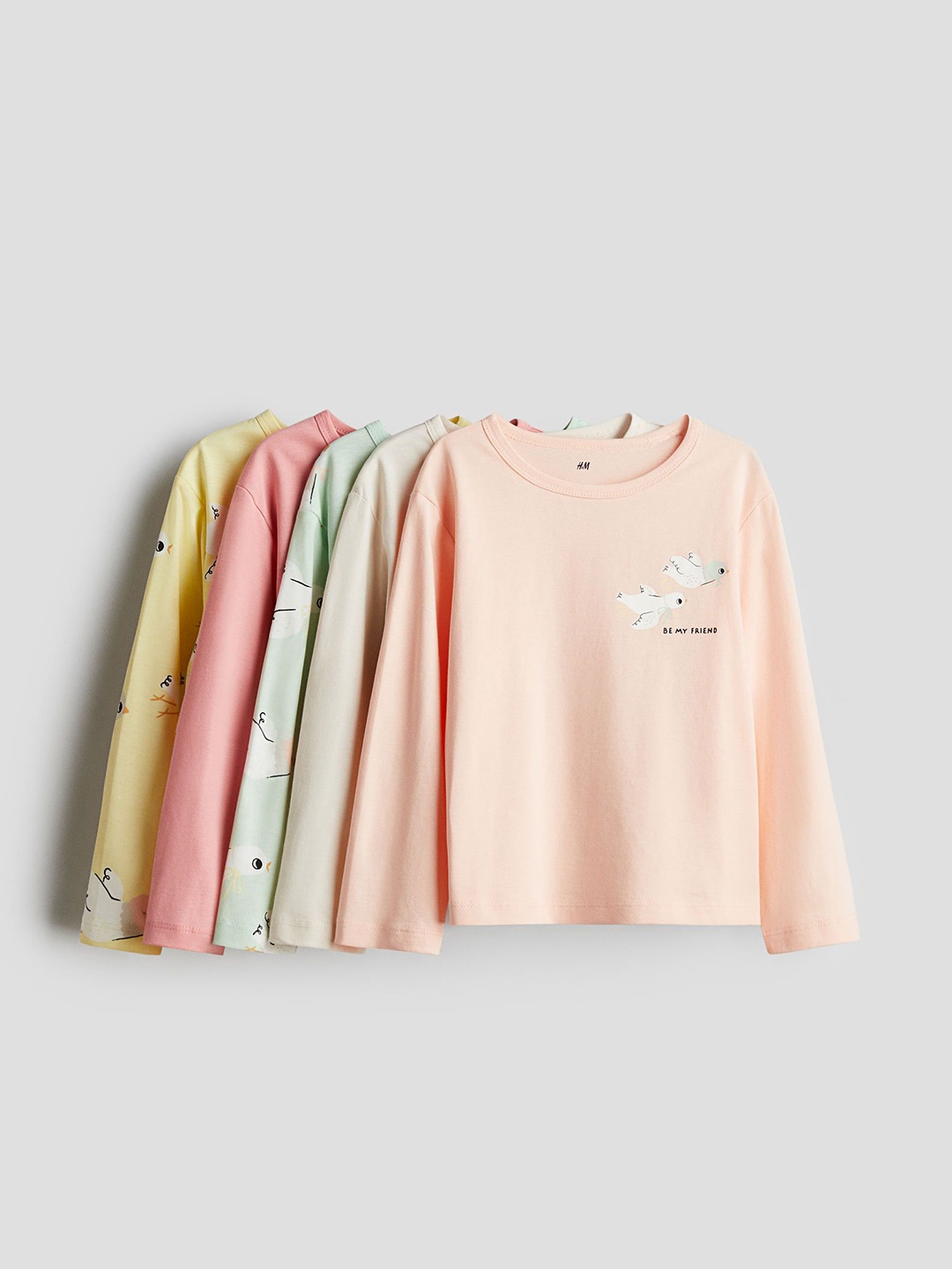 

H&M 5-Pack Cotton Jersey Tops, Beige