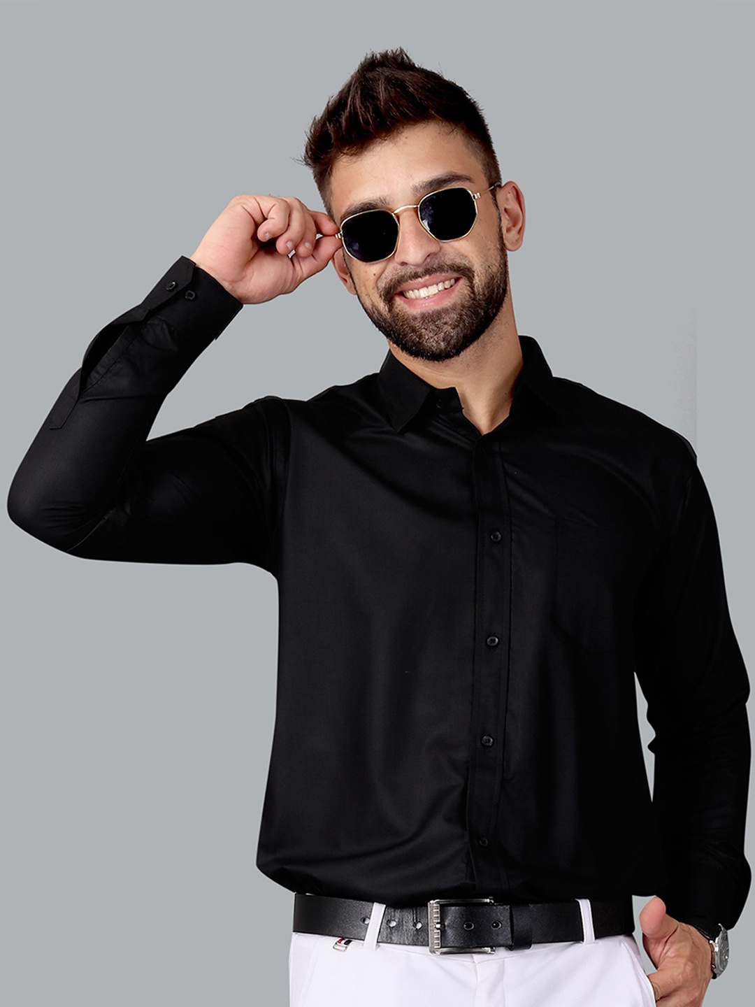 

ALMORA Men Premium Opaque Casual Shirt, Black