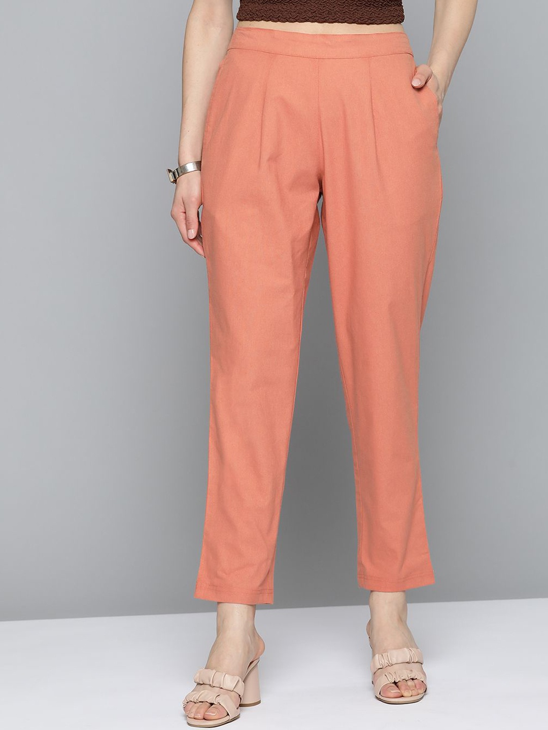 

HERE&NOW Women Pleated Trousers, Orange