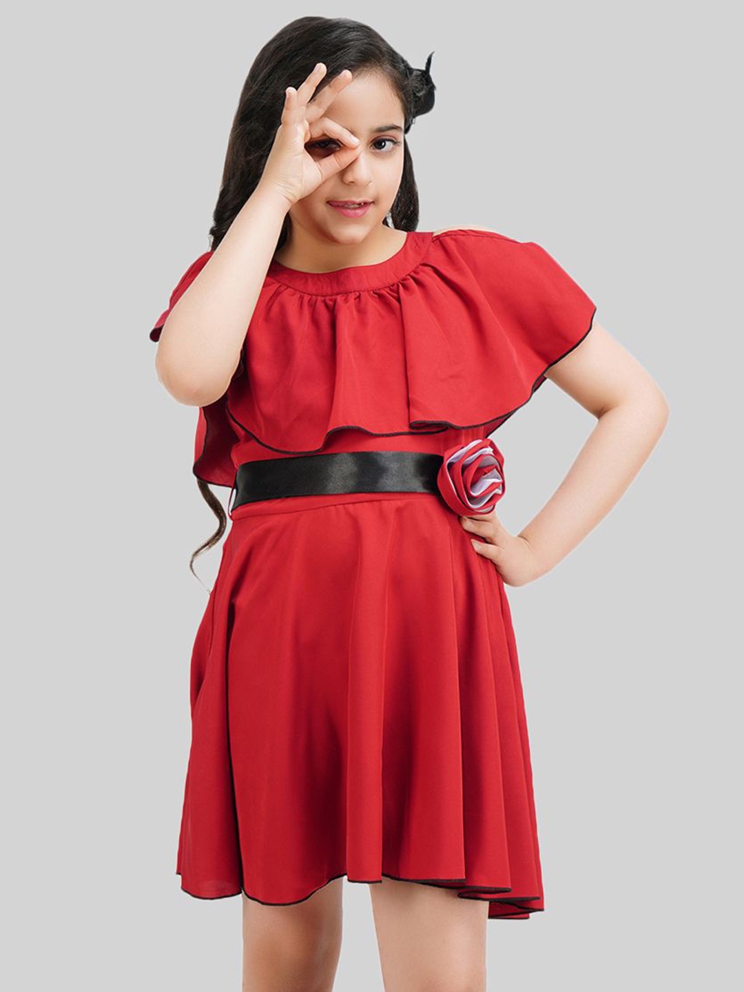 

BEING NAUGHTY Crepe Fit & Flare Dress, Maroon