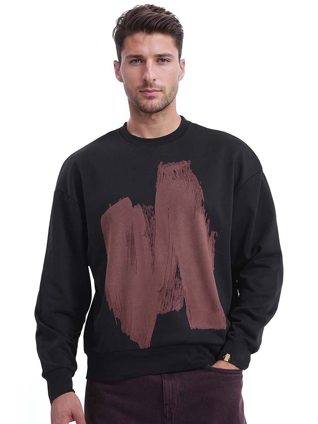 

RARE RABBIT Men Printed Sweatshirt, Black