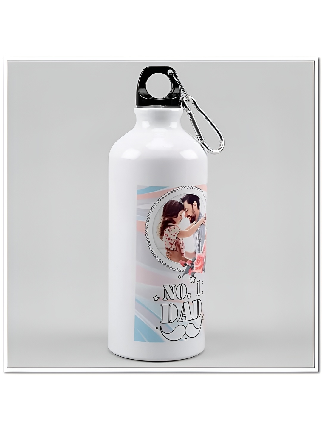 

fnp White & Blue Aluminium Typography Printed Water Bottle 650 ml
