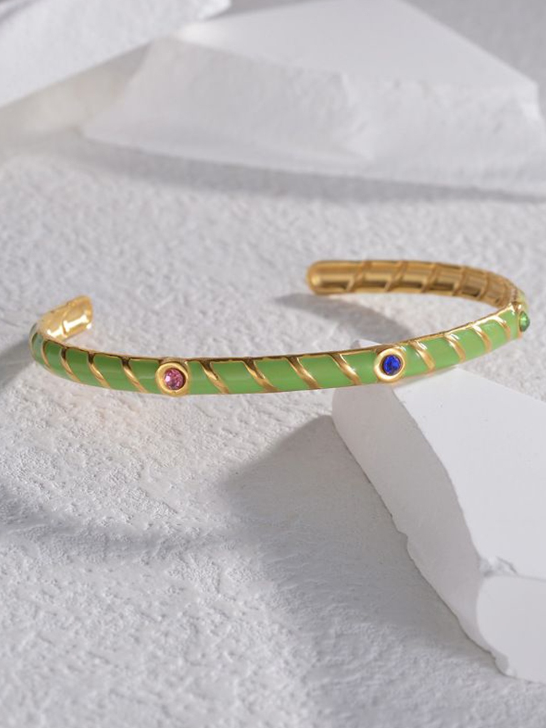

Just Lil Things Artificial Stones Studded Cuff Bracelet, Gold
