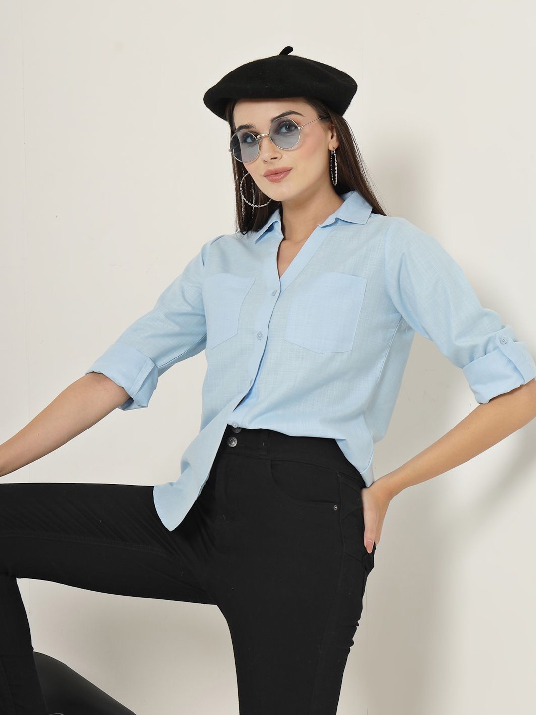 

Style Quotient Women Smart Opaque Formal Shirt, Blue