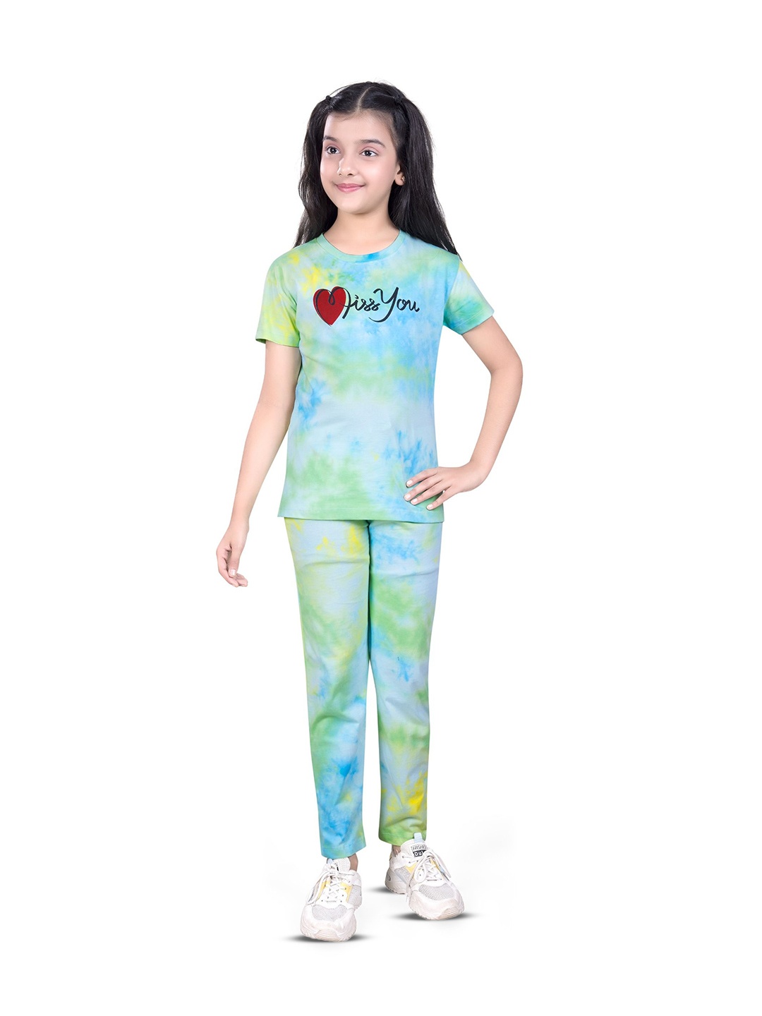 

BAESD Girls Dyed Top with Pyjamas, Turquoise blue