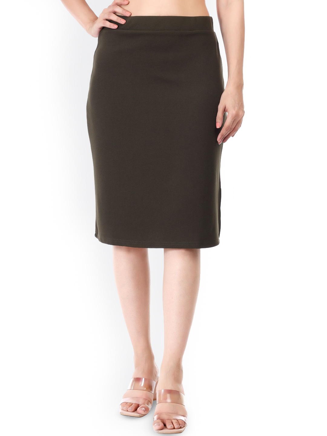 

OFFMINT A-Line Midi Skirt, Brown