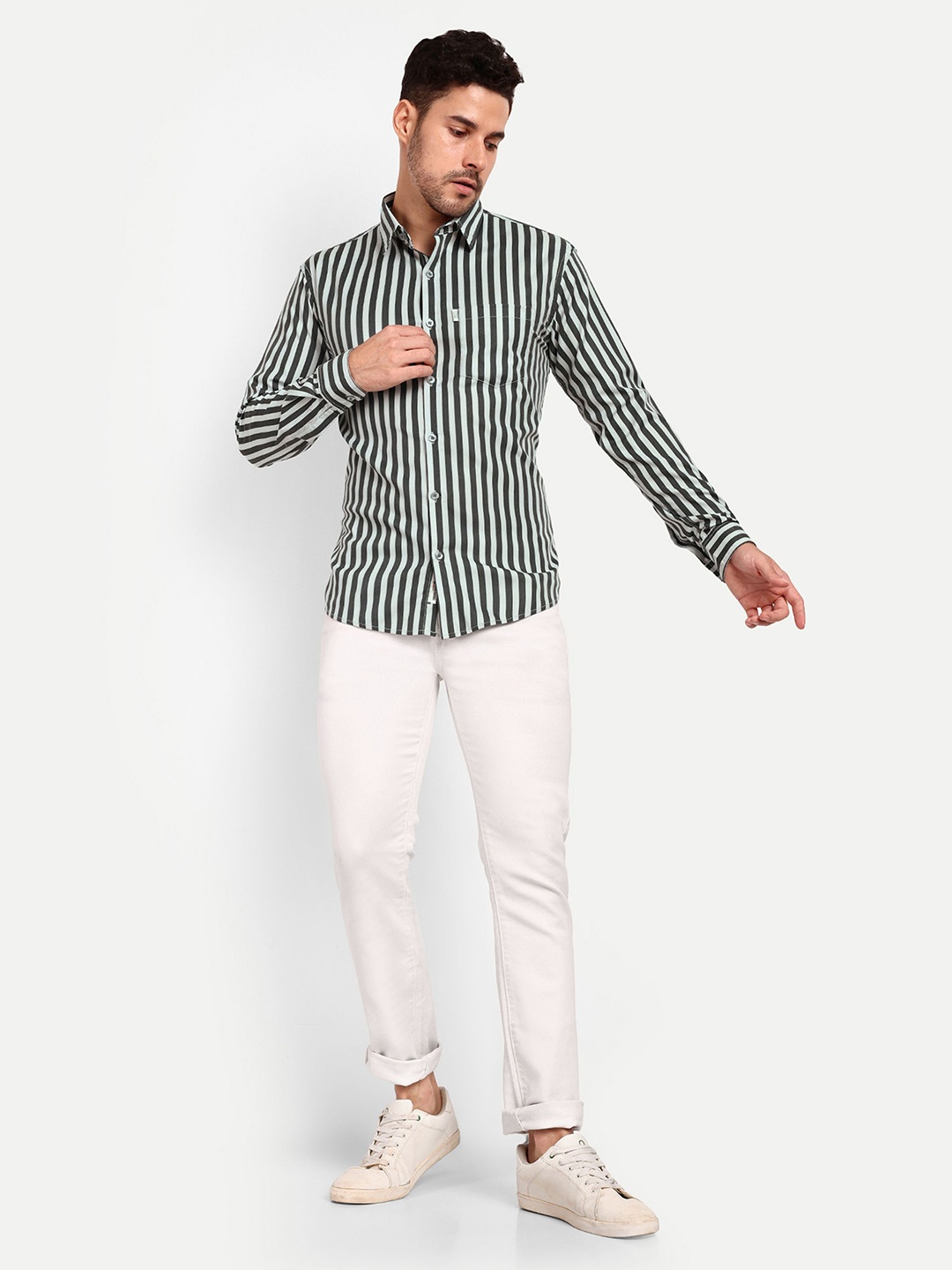 

Lewogle Men Opaque Striped Casual Shirt, Blue