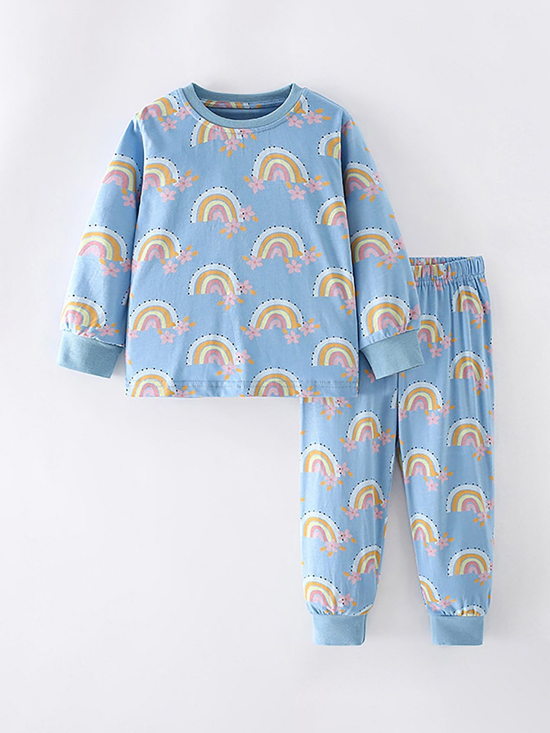 

LULU & SKY Infant Girls Printed Pure Cotton Night Suit, Blue
