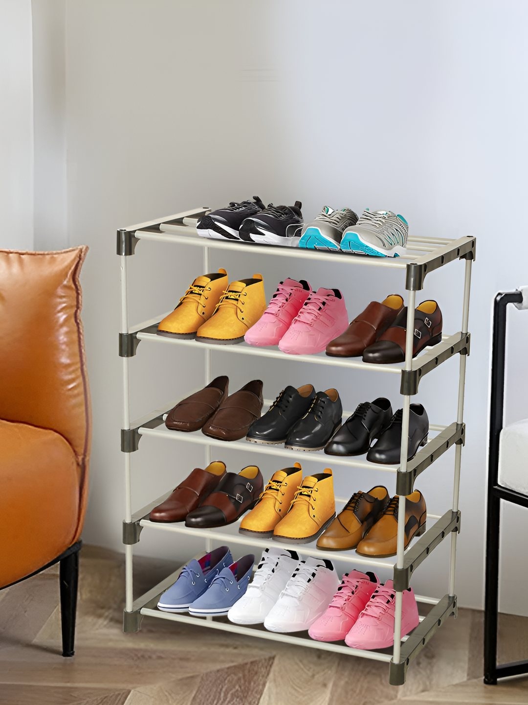 

Decent Hut Black 5-Tier Rectangle Stainless Steel Shoe Rack