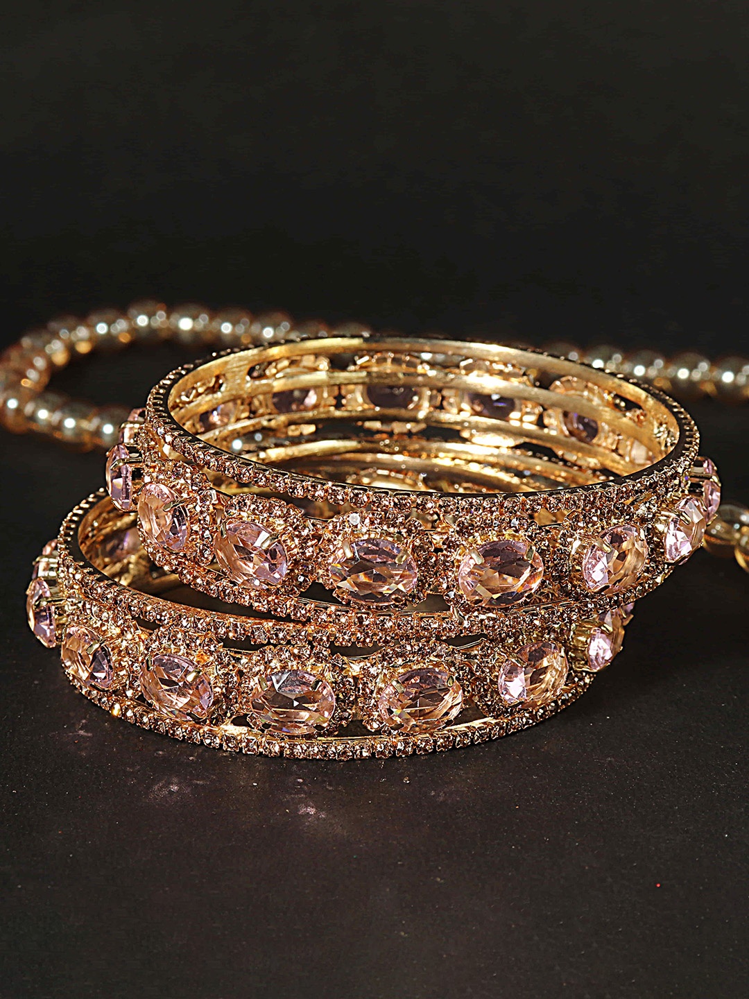 

LAVAZZA Set Of 2 Gold-Plated AD & CZ Studded Bangles