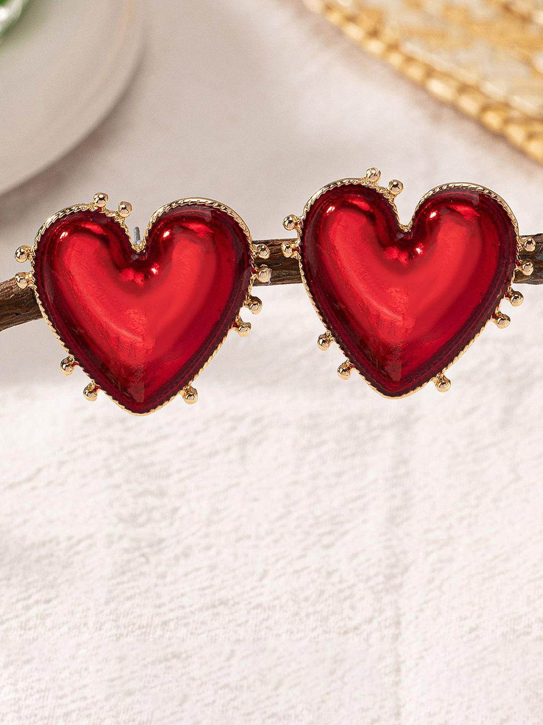 

Just Lil Things Heart Shaped Drop Earrings, Red
