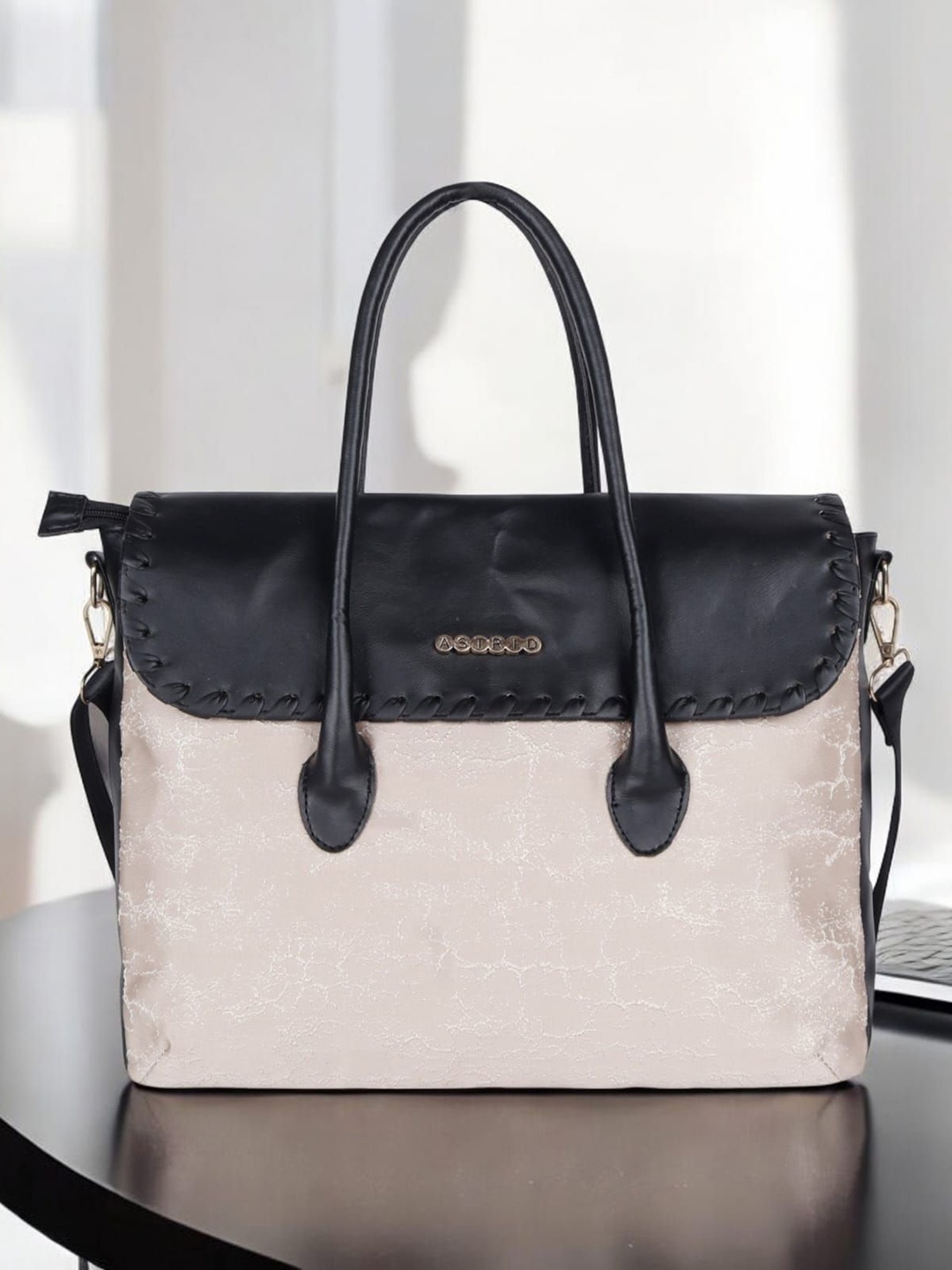 

ASTRID Women Textured Satchel Bag, Beige