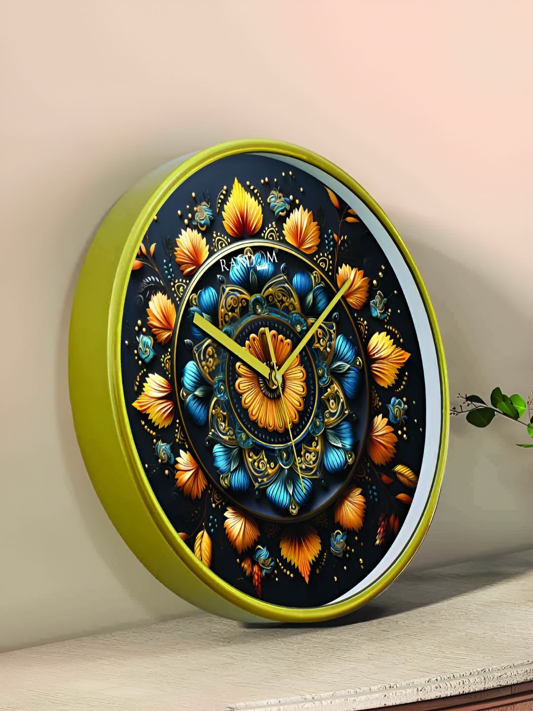 

RANDOM Printed Round Shaped Sweep Silent Movement Contemporary Wall Clock, Green
