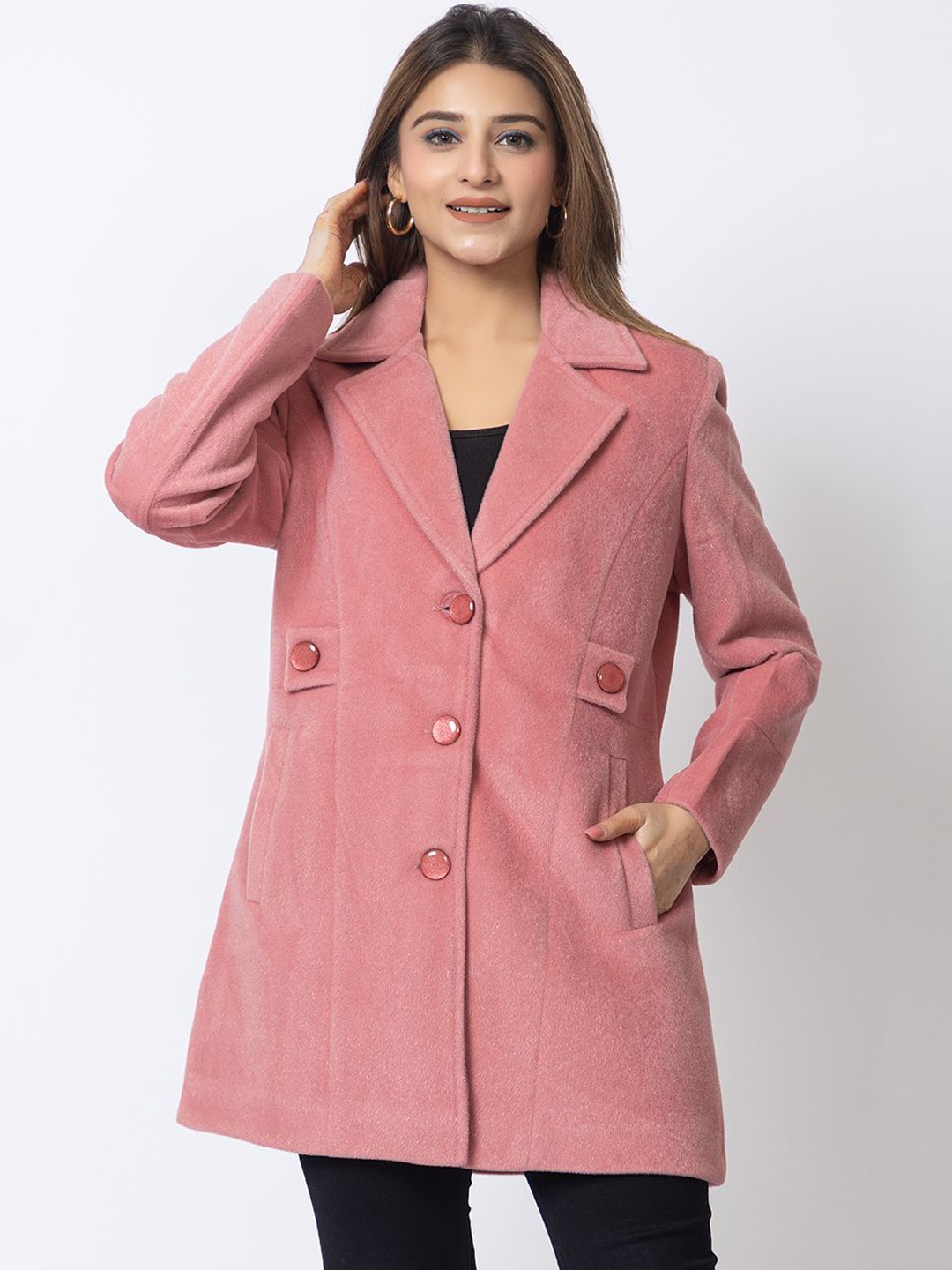 

Lady Leaf Women Single-Breasted Overcoats, Pink